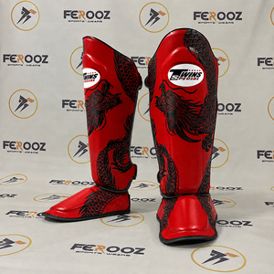 Espinilleras personalizadas para hombre, color azul con diseño de dragón, totalmente impresas, para entrenamiento profesional y sparring, para adultos. - Product Image 5