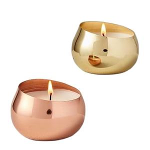 Gold and <b>Copper</b> <b>Candle</b> <b>Holder</b> Set Decorative Bowl Shape Metal <b>Candle</b> Stand Wedding Party Elegant Tabletop Modern Home Decor - Product Image 1