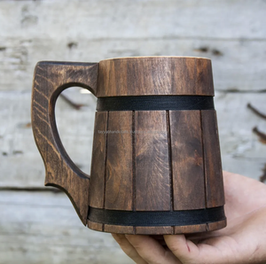 Tasse à boire en bois naturel faite à la main avec tasse en bois de forme ronde d'Inde - Product Image 4