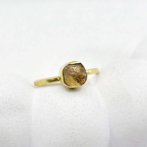 Citrine Gemstone Adjustable <b>Ring</b> Gold Plated Handmade Natural Rough Stone November Birthstone Boho Jewelry Gift for Women - Product Image 1