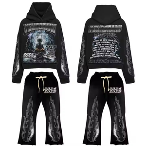 Ensemble de survêtement pour homme Up Felt Impex Premium, sweat à capuche avec impression 3D en relief personnalisée et pantalon de jogging à ourlet brut, avec maquette gratuite - Product Image 4