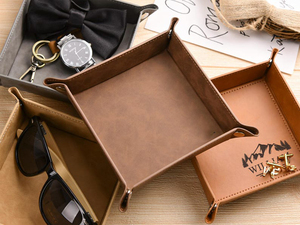 Sac de rangement luxueux en cuir véritable, plateau de chevet, boîte organisatrice de table de nuit, étui en cuir, porte-bijoux GLTY-0015 - Product Image 4