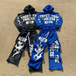 KERNEL APPAREL 2026 Autumn/Winter New 100% Cotton Breathable Eco-Friendly Velvet Warm Hoodie Sports <b>Pants</b> Two-Piece Set for Men - Product Image 2