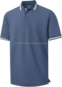 Chemises pour hommes en polyester/coton, manches courtes, boutonnées, unies, respirantes, classiques, col et poignets côtelés - Product Image 5