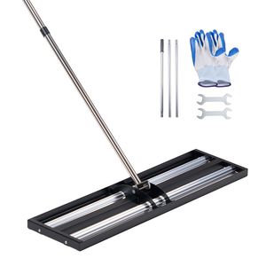 Updated Heavy-Duty 36\" X 10\" Stainless Steel <b>Lawn</b> Leveling Rake 83.9\" Adjustable Handle with <b>Roller</b> for Yard Maintenance - Product Image 1