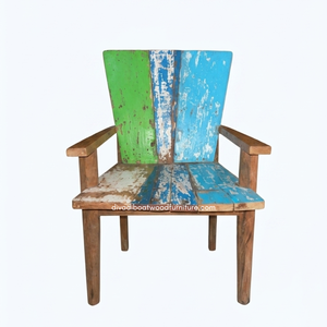 Handcrafted Durable Rustic Dining Chair Arms <b>Backrest</b> Reclaimed Boat Wood Eco-Friendly Antique for Home Villa Resort - Product Image 2