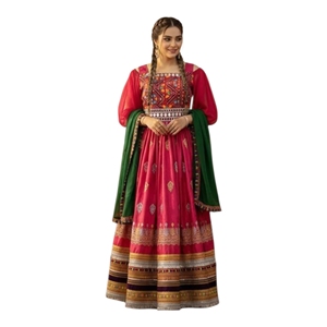 Robes afghanes sur mesure 2026 à faible MOQ pour mariage, respirantes, 100 % polyester, style Banarsi, robes de fête afghanes Kuchi pour femmes - Product Image 1