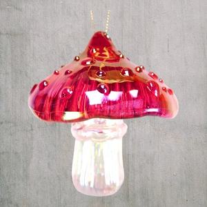 Christmas New Year Decoration Transparent Orange Dark Red Pink Blue Purple Clear Gold Irrid Plated Acrylic 3D Mushroom <b>Ornament</b> - Product Image 3