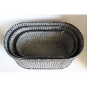 Juego de Macetas Ovaladas de Metal Galvanizado Antiguo, Macetas Rústicas de Zinc para Jardín, Macetas para Plantas de Interior y Exterior - Product Image 4