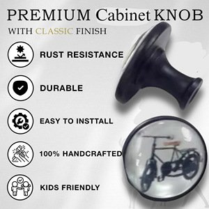 Ba Round Metal Cabinet <b>Knob</b> With Bird Pattern Glass Cover For Kitchen Furniture Handle - Product Image 4