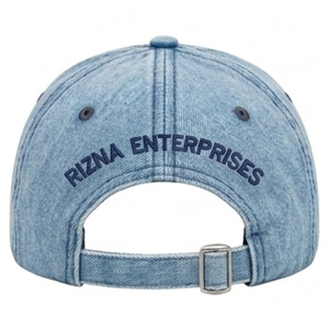 Gorra de Béisbol RIZNA de Mezclilla Twill, 6 Paneles, Ajustable, Unisex, Estilo Casual Vintage, Lavada, con Logotipo Bordado en 3D en el Panel Frontal, Azul, Algodón, Metal - Product Image 3
