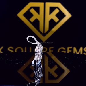 Pendentif Hip Hop étincelant serti de moissanite de taille brillante cultivée en laboratoire, plaqué platine, 10g pour homme, argent sterling 925 - Product Image 5