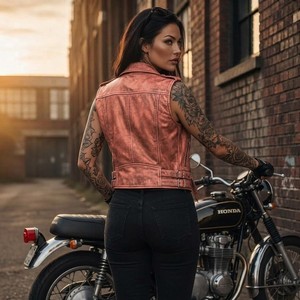 Chaleco de Cuero de Oveja Personalizado para Mujer, Corte Ajustado, con Cierre de Lona, Estilo Gótico Punk, para Club, Moda Urbana, Ropa de Fiesta - Product Image 3