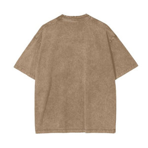 T-shirt en coton uni surdimensionné pour homme, col rond, manches courtes, style décontracté, tissu tissé teint uni - Product Image 1
