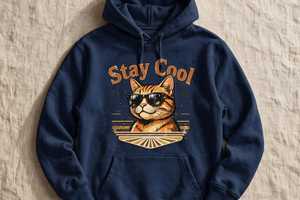 Sudadera con Capucha para Hombre con Estampado de Gato Genial, Diseño Moderno, Corte Regular Informal, Felpa de Algodón Transpirable, con Bolsillo, para Invierno - Product Image 4