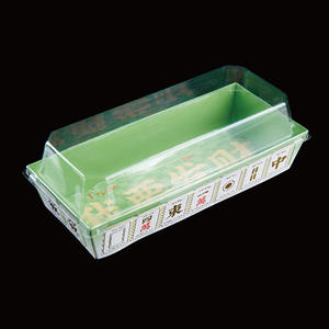 Boîte alimentaire <span class=keywords><strong>en</strong></span> <span class=keywords><strong>carton</strong></span> kraft <span class=keywords><strong>rigide</strong></span> transparente trapézoïdale personnalisable pour gâteaux, sushis et sandwichs - Product Image 1