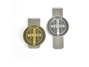 Saint Benedict <b>Money</b> Clip Round Religious Gift Embossed Design Classic Style Durable Church Gift - Product Image 2