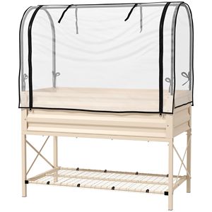 Fioriere Verticali in Metallo per Giardino, Vaso Rialzato con Ripiano Inferiore, Letto da Giardino Rialzato con Gambe, Copertura Inclusa con Rivestimento - Product Image 1