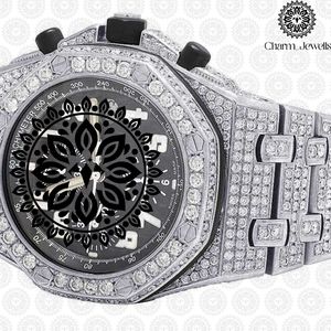 Reloj de Lujo para Hombre Charm_Jewells, Acero Inoxidable, Esfera Analógica de 40 mm, Bisel con Diamantes, Cronógrafo, Movimiento Mecánico, Resistente al Agua 10 Bar - Product Image 5
