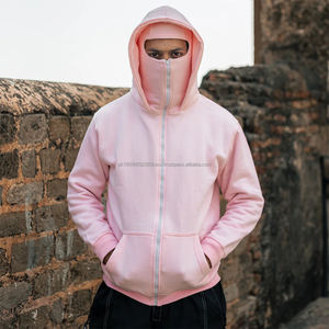 Sudaderas con Capucha de Alta Calidad, Color Rosa Claro, Cierre de Cremallera, Manga Larga, Cálidas para Invierno - Product Image 2