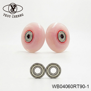 YEOU CHERNG Pink PU <b>Wheels</b> WB04060RT90-1 with Metal Bearings for Industrial Use - Product Image 4