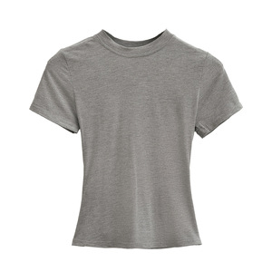 Camisetas de Alta Calidad al por Mayor, Camisetas Ajustadas de Moda Urbana para Mujer, Camisetas Cortas de Algodón con Cuello Redondo - Product Image 6