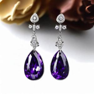 Lujo clásico diseño de lujo azul Hydro Grown piedras preciosas gota pendientes perfecto regalo de cumpleaños joyería para mujeres - Product Image 2