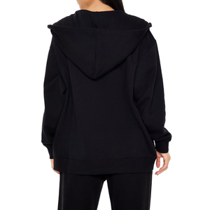 Sweat-shirt d'hiver personnalisé pour femme, coupe haute-basse, oversize, décontracté, avec cordon de serrage et fermeture éclair, effet délavé, style crop top, pour le fitness - Product Image 3