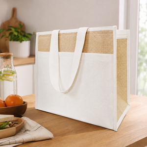 Bolsa Térmica para Almuerzo de Yute con Bolsillo de Algodón 42x35x21 cm, Logotipo Personalizado, Venta al Por Mayor, OEM, ODM, Marca Privada, Directo de Fábrica - Product Image 5
