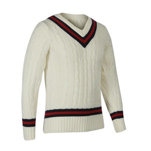 Pull de cricket en molleton 100% coton, tricoté en maille rasée, respirant, printemps-hiver, personnalisable, col en V, tendance - Product Image 2