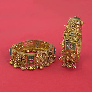 Buy Handmade Export Quality Antique Heritage <b>Bangles</b> With Matte Gold Plating 231621 - Product Image 1