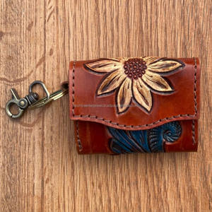 หนังแกะสลัก Air Pod กรณีมีสไตล์ส่วนบุคคลเดินทางหูฟังกรณี Tooled Cowhide หนังแท้ป้องกัน Air Pod กรณี - Product Image 2