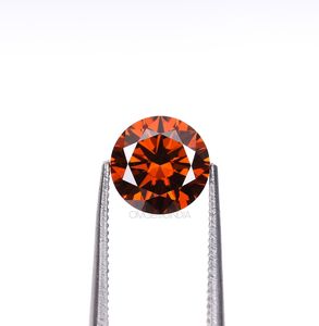 Diamant de laboratoire de couleur Cognac, taille ronde, couleur rouge, pierre lâche, fantaisie marron orangé, diamant CVD/HPHT pour la fabrication de bijoux, vente en gros - Product Image 1