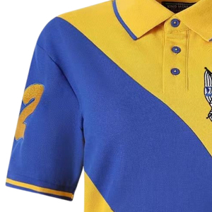 เสื้อโปโล SGRho Gold Royal Blue Premium 22 คอปกสีบล็อค แขนสั้น ปักตราสัญลักษณ์ สำหรับชมรม วิทยาลัย แฟชั่นลำลอง - Product Image 5