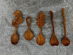 Cuillère en bois jetable naturelle de qualité supérieure, design bohème, plaquée or, manche long, écologique, couverts créatifs pour l'extérieur - Product Image 5