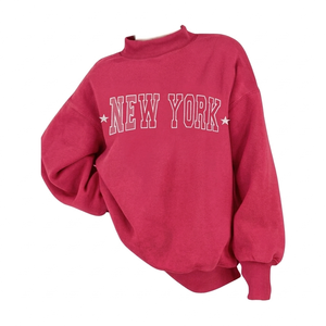 Sudadera Personalizada con Cuello Alto, Diseño de Parches Bordados, Felpa de Algodón Suave, Cuello Redondo Clásico para Mujer - Product Image 1