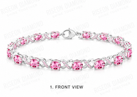 Bracelet tennis élégant en pierre ovale rose avec micro-pavé de diamants, design infini torsadé, luxe premium, idéal pour le quotidien, cadeau