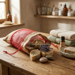 Sac en jute réutilisable avec cordon de serrage pour les courses et les achats |   Sac de rangement pour fruits et légumes en maille écologique |   Vente en gros par RD Bag House - Product Image 2