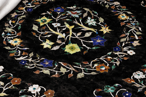 Luxury <b>Black</b> Marble Inlay <b>Table</b> <b>Round</b> Pietra Dura <b>Coffee</b> <b>Table</b> Handmade Stone Wholesale Custom Furniture - Product Image 4