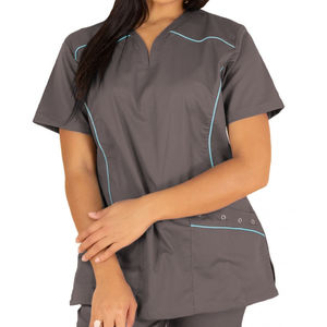 Uniformes de Enfermera de Manga Corta con Diseño Moderno, Conjunto de Uniformes Médicos con Cuello en V, Blusa y Pantalones Médicos Suaves y Elásticos para Mujer - Product Image 1