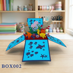 Caja Pop-up Bajo el Mar, Manualidades de Papel Hechas a Mano, Animales de Dibujos Animados, Arte en Cartulina 3D, Decoración Navideña para el Hogar - Product Image 4