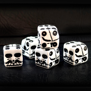 Ensemble de 6 dés en forme de crâne, dés à facettes, dés à crâne blancs pour fête d'Halloween, dés fantaisie en forme de squelette pour club, bar, fête, ensemble - Product Image 3