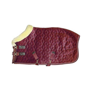 Couverture pour cheval imperméable bleue matelassée à imprimé étoiles avec doublure en polaire et ferrures en laiton pour une utilisation en extérieur en hiver - Product Image 2