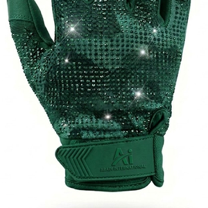 High Quality Breathable Team Wear Rhinestone Men Gloves Green Color American Football Gloves Digital Printed Full Finger Gloves - Product Image 4