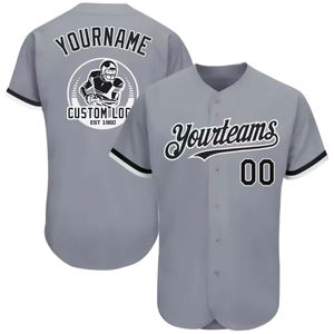 Maillots de baseball universitaires personnalisés brodés en gros – Violet, Noir, Gris, Blanc – Authentiques avec logo au dos - Product Image 2