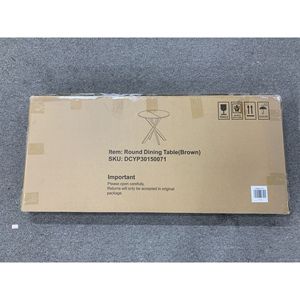 31.5 Inch Modern Dining <b>Table</b> Brown 2-4 People Capacity <b>Small</b> Circle <b>Kitchen</b> <b>Table</b> with Metal Black Legs - Product Image 3