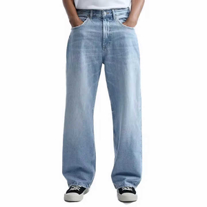 Jean Baggy Unisexe Vintage Style Américain Coupe Droite Jambe Large en Denim Taille Moyenne Légère Marque Tendance Vente Chaude Décontracté - Product Image 1