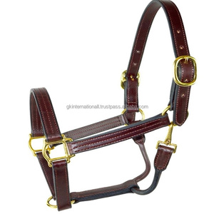 Cabestro de caballo de cuero marrón Habana de triple costura de doble capa en todos los tamaños personalizados y herrajes de latón ajustables Pedido al por mayor - Product Image 4