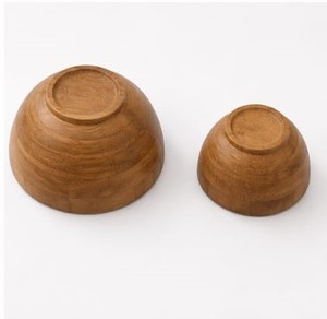 Ensemble de bols de service en bois faits à la main avec impression décorative en émail, bols à salade, à soupe et à mélanger - Product Image 3
