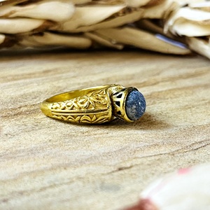 New Arrival Boho Floral <b>Ring</b> Tribal Brass Jewelry Women 18k Gold Plated Vintage Lapis Textured <b>Statement</b> <b>Ring</b> Wholesale/OEM/ODM - Product Image 4